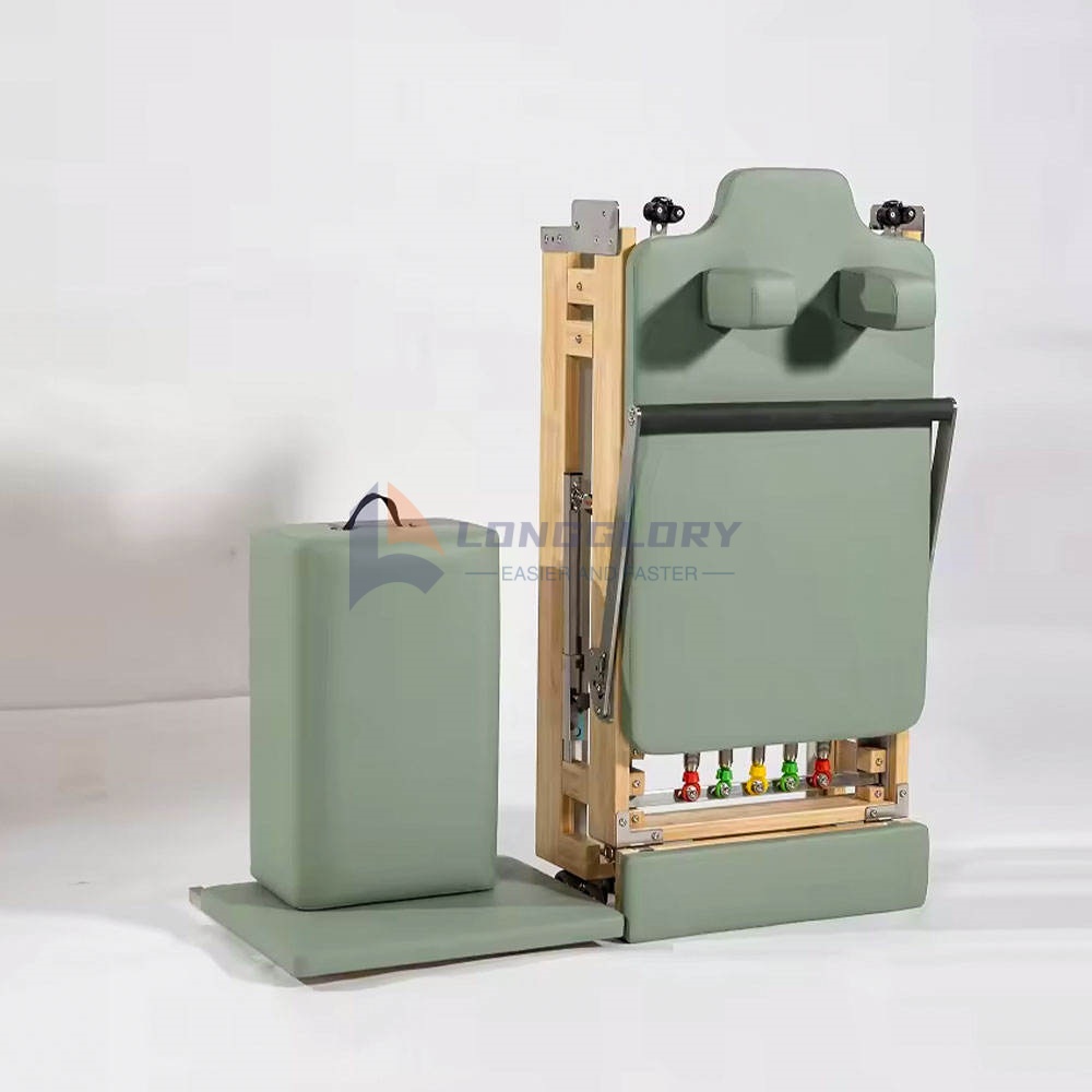 Riformatore Pilates pieghevole in legno di quercia